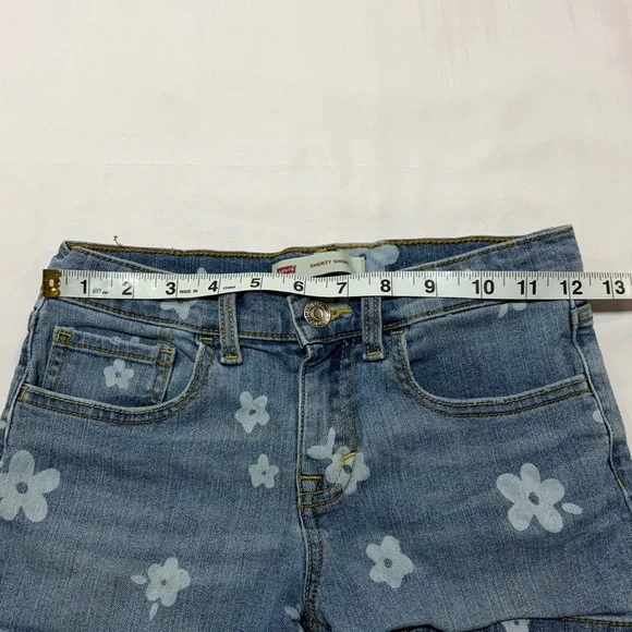 Levi’s Shorty Denim Shorts Floral Print Light Wash Girls 12 Regular - Picture 5 of 8